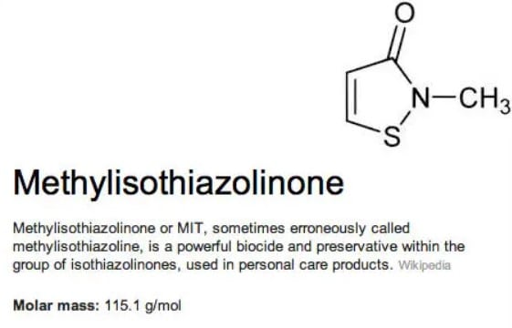 Methylisothiazolinone in cosmetic products
